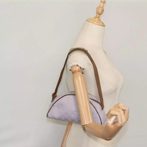 GUCCI GG Canvas Shoulder Bag Purple Gold Auth - Picture 1 of 16